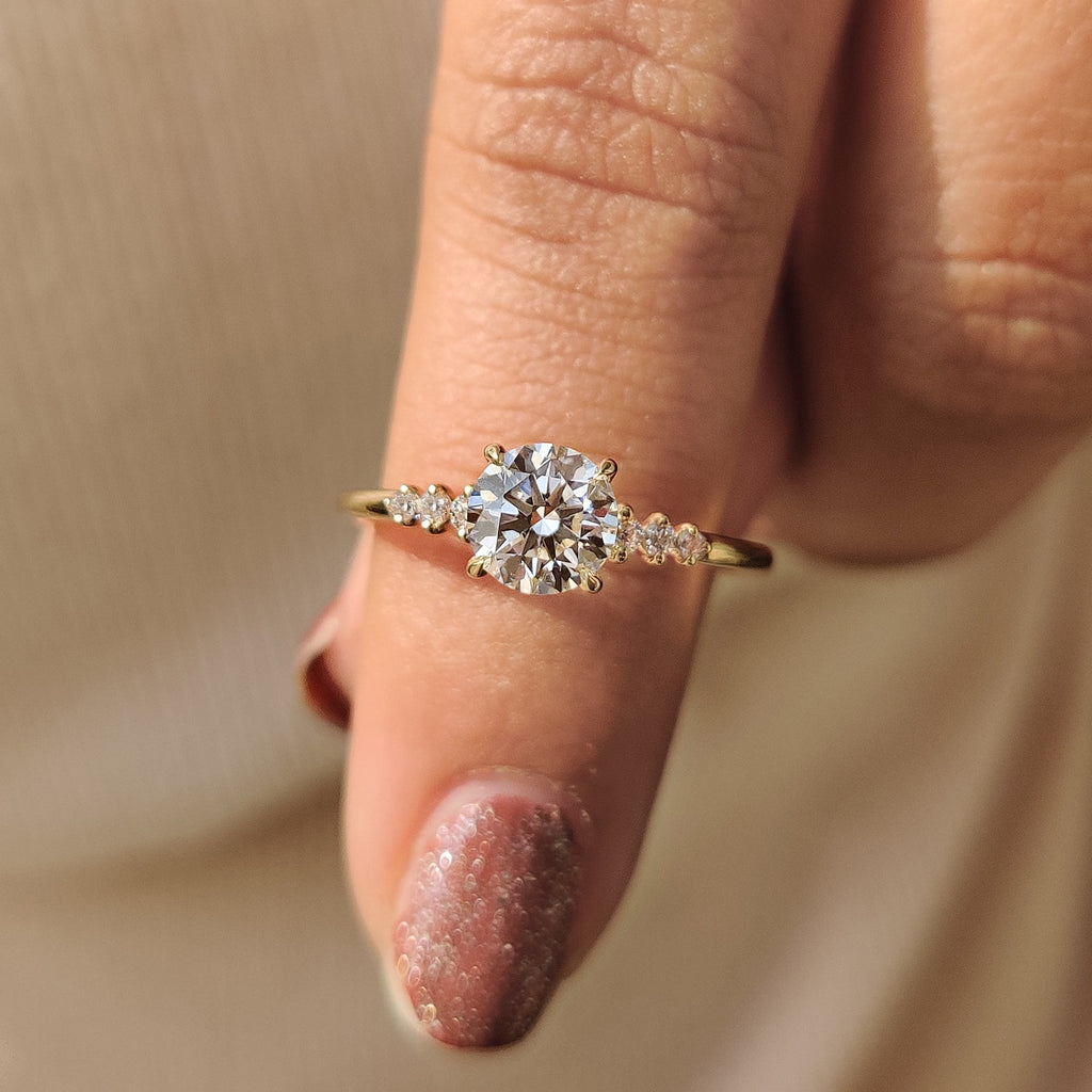 Round Diamond Ring with Side Stone