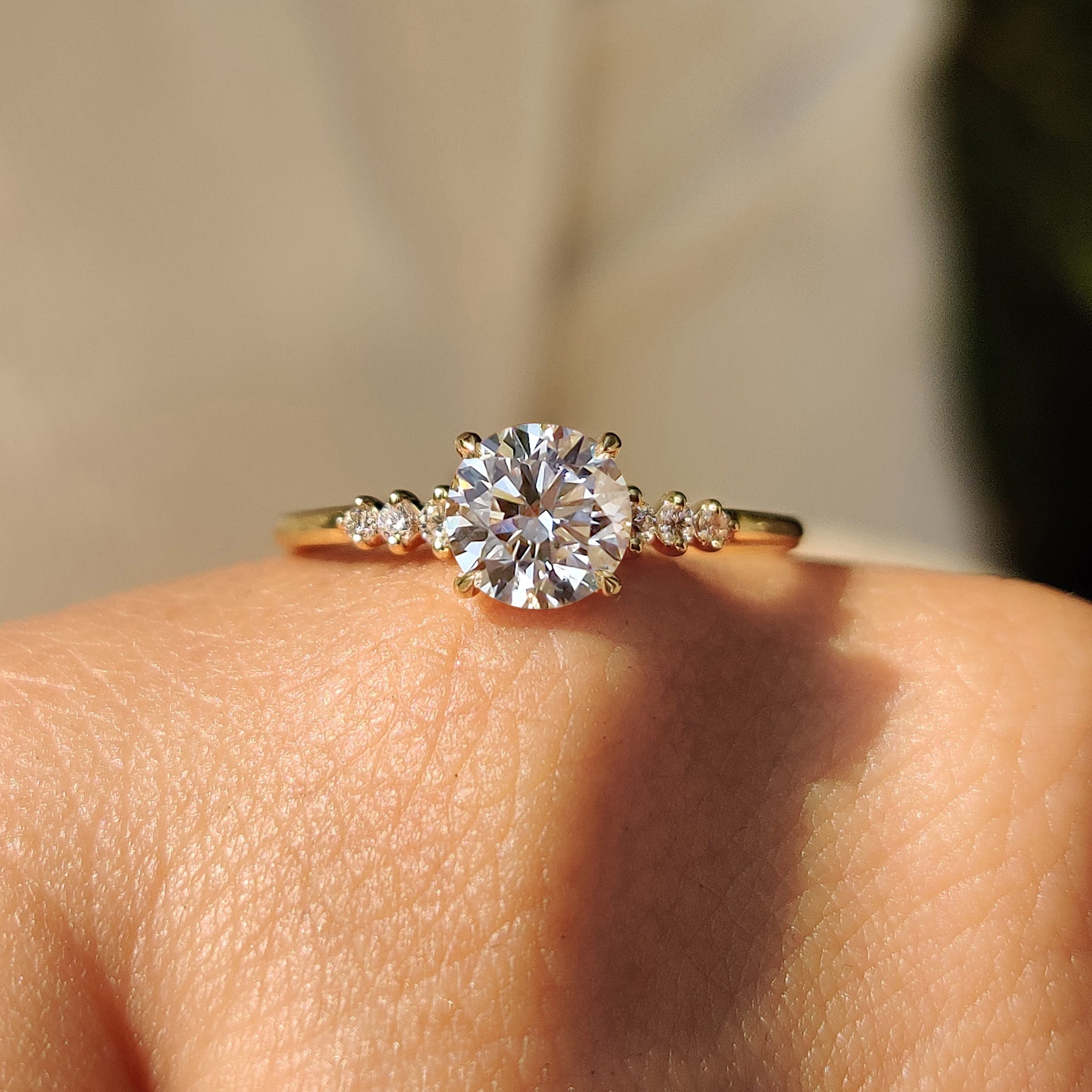 Round Diamond Ring with Side Stone