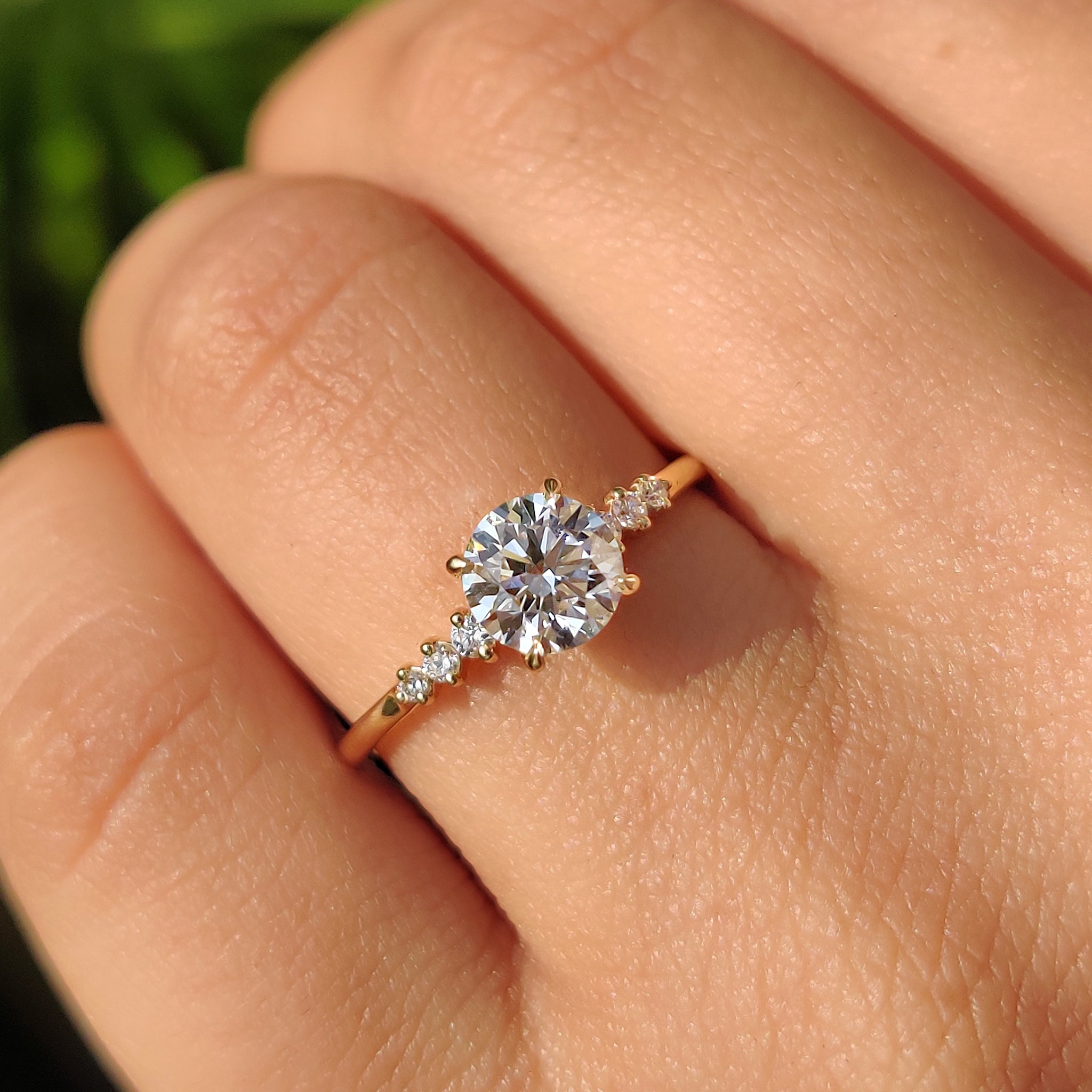 Round Diamond Ring with Side Stone
