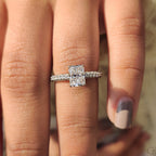 Radiant Cut Diamond Ring In Hidden Halo Design