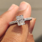 Radiant Cut Diamond Ring In Hidden Halo Design