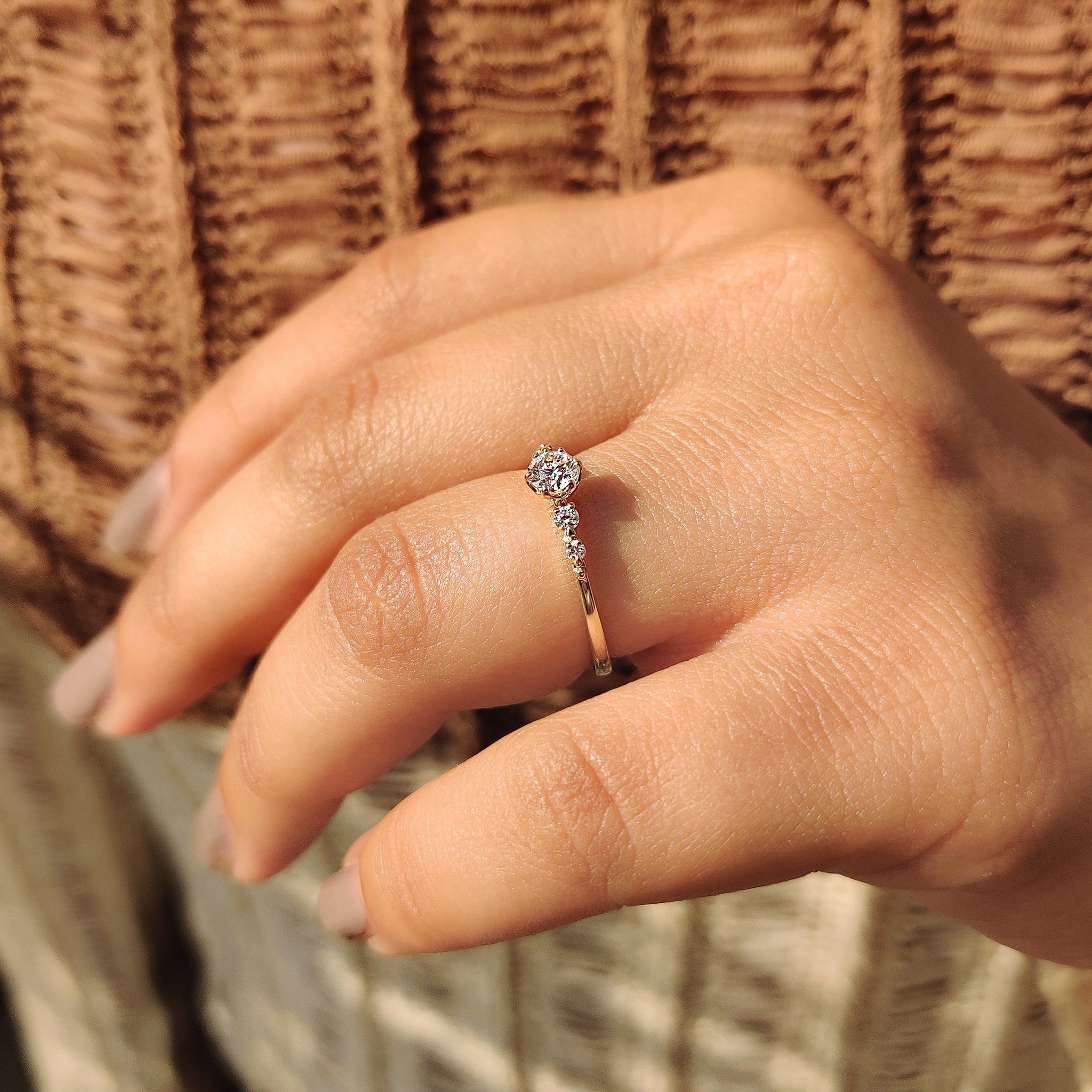 Round Diamond Ring with Round Side Stone
