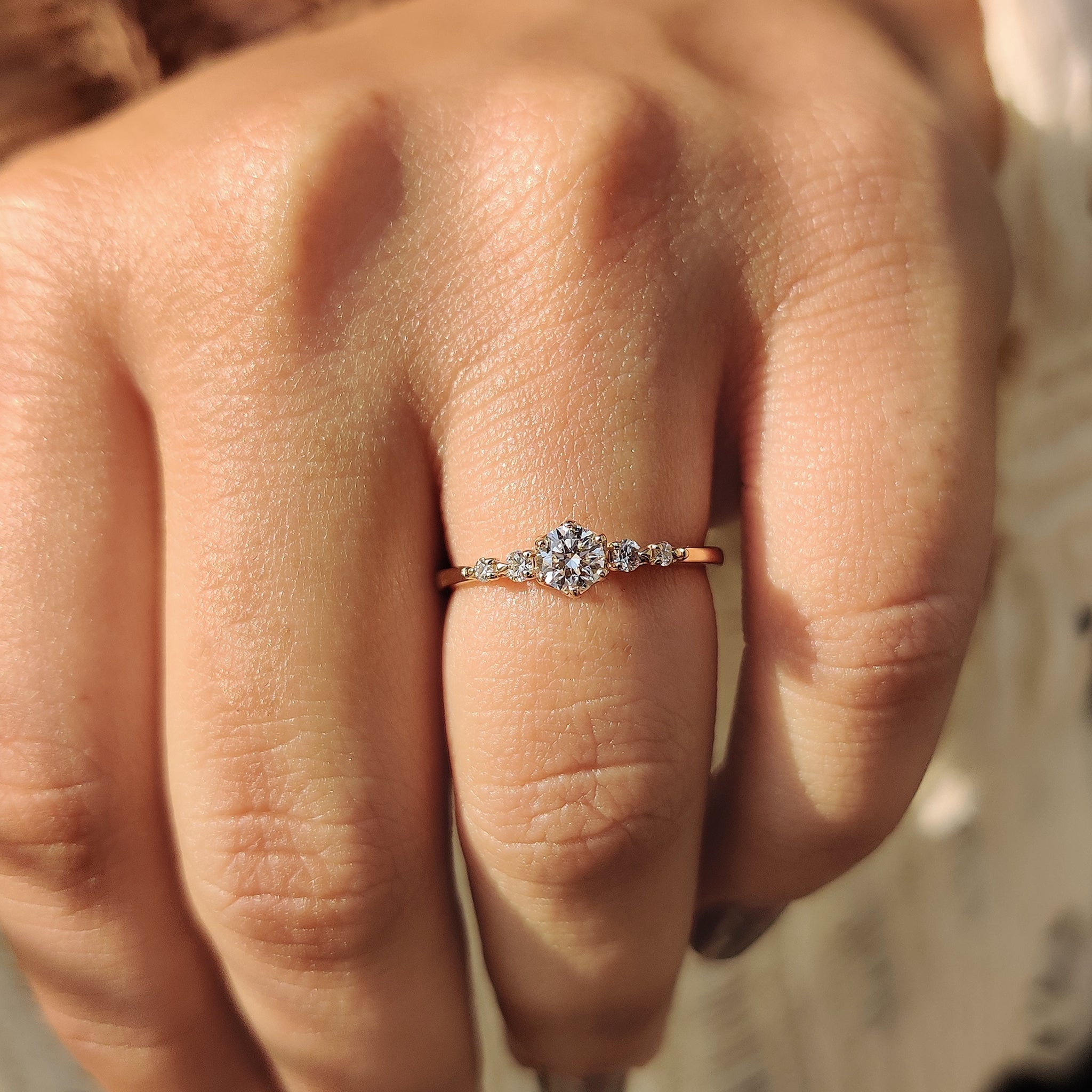 Round Diamond Ring with Round Side Stone