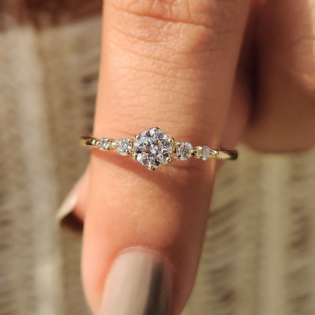 Round Diamond Ring with Round Side Stone