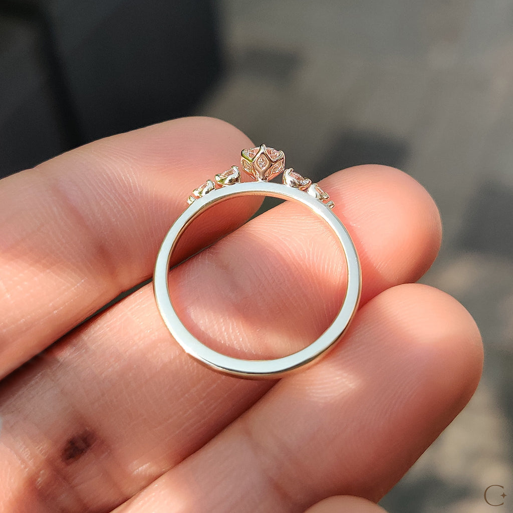 5 Stone Engagement Ring With Round Diamond