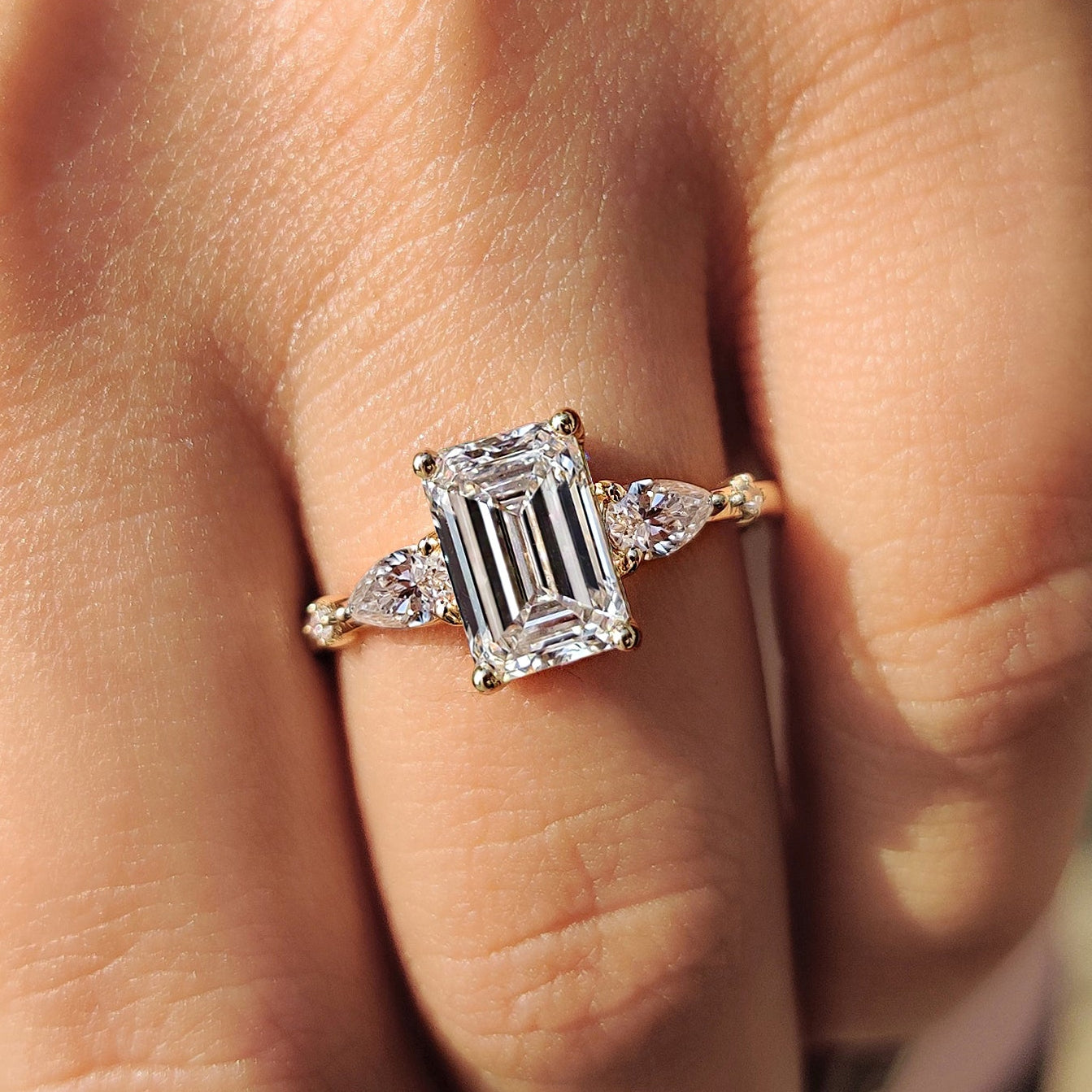 Yellow Gold 3 Stone Diamond Engagement Ring