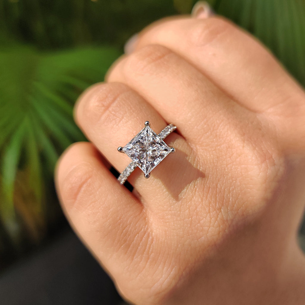 Princess Cut Engagement Ring In Pave Style