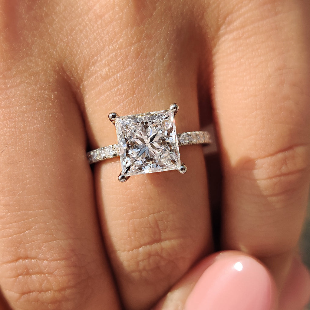 Princess Cut Engagement Ring In Pave Style
