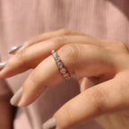 Rose Gold Wedding Band - Round Bezel Style