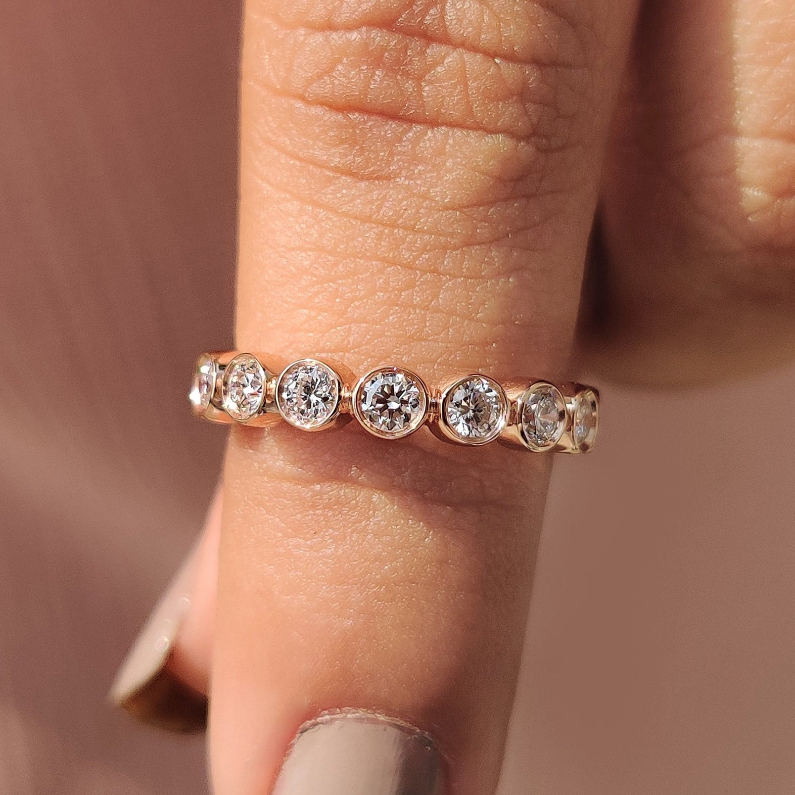 Round Diamond Bezel Set Eternity Band