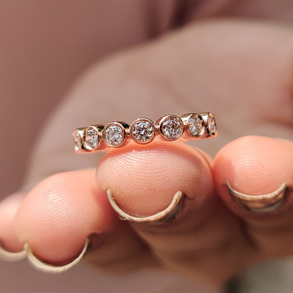 Round Diamond Bezel Set Wedding Band