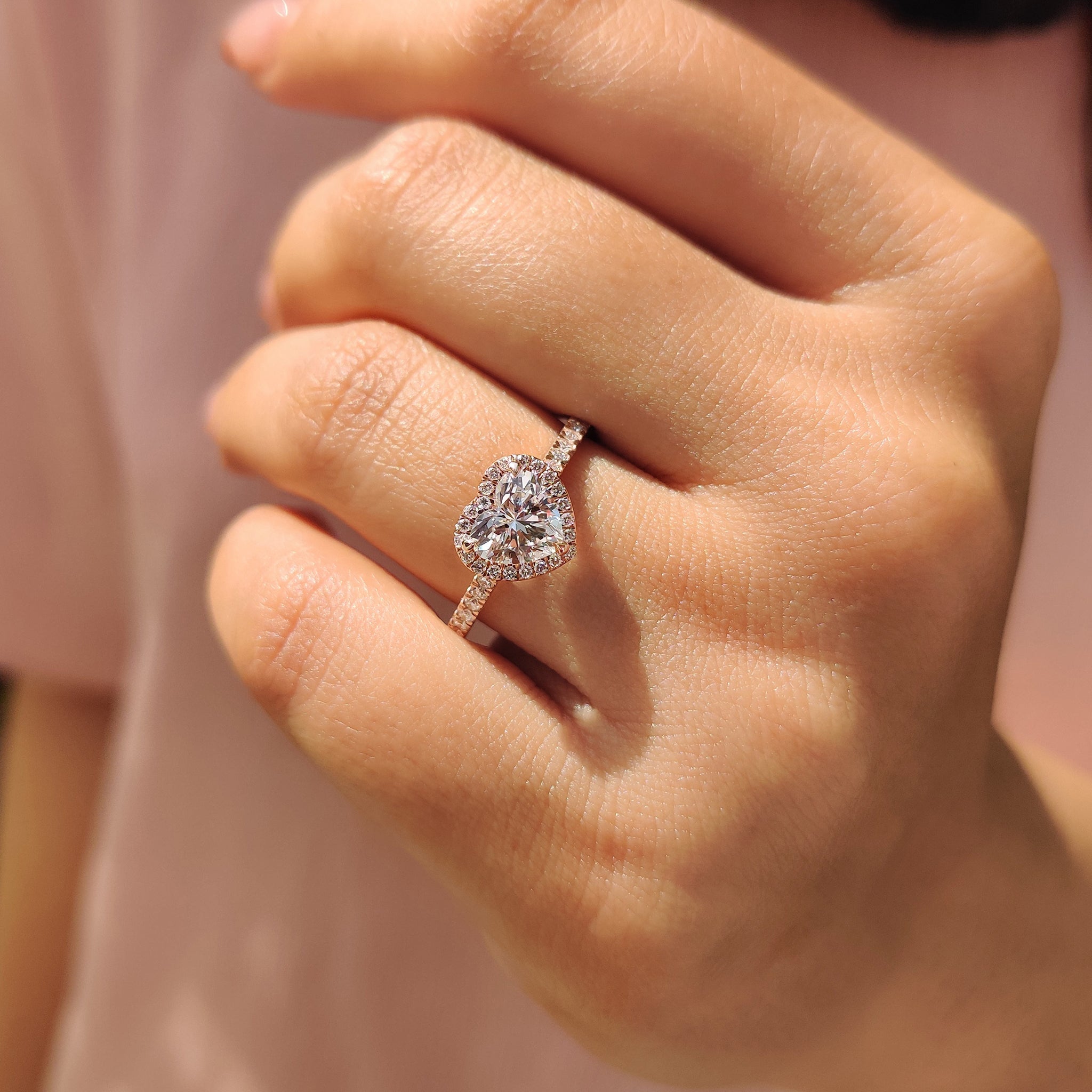 Heart Cut Diamond Ring With Pave And Halo Style Secondary image