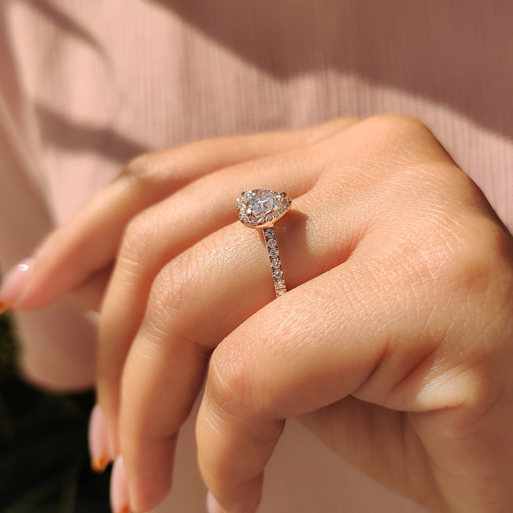 Heart Cut Diamond Ring With Pave And Halo Style