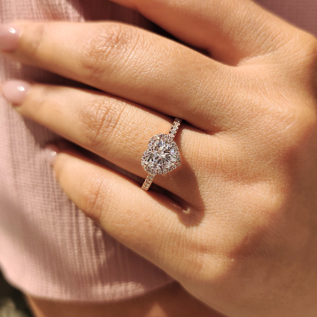 Heart Cut Diamond Ring With Pave And Halo Style