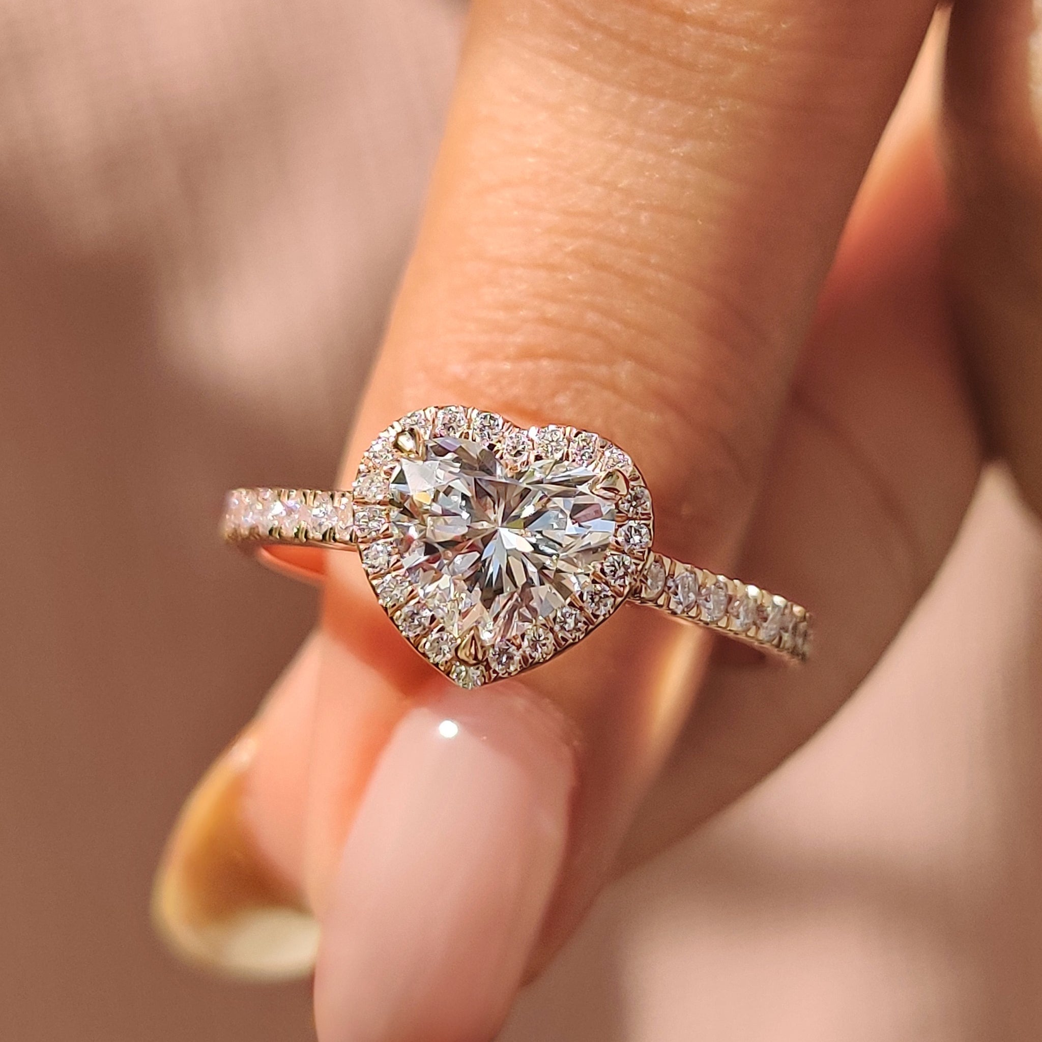 Heart Cut Diamond Ring With Pave And Halo Style