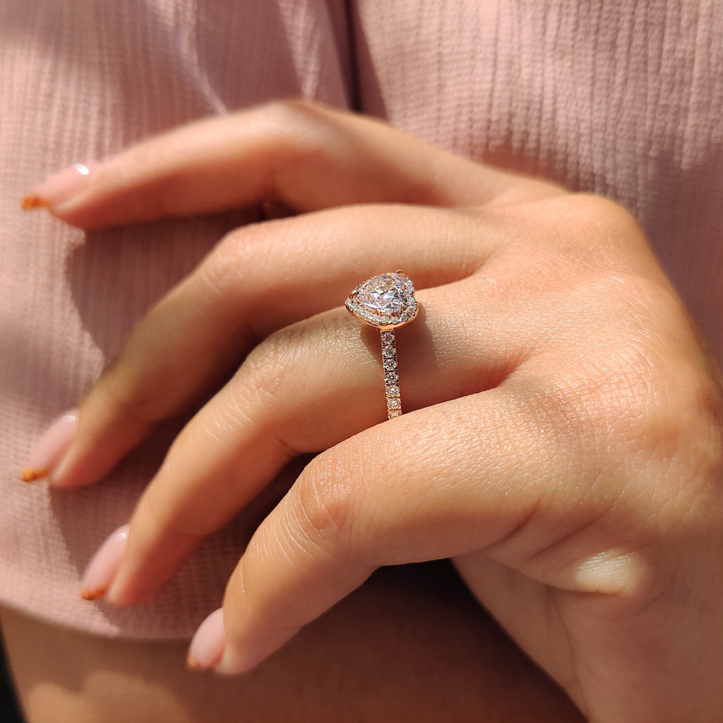 Heart Cut Diamond Ring With Pave And Halo Style