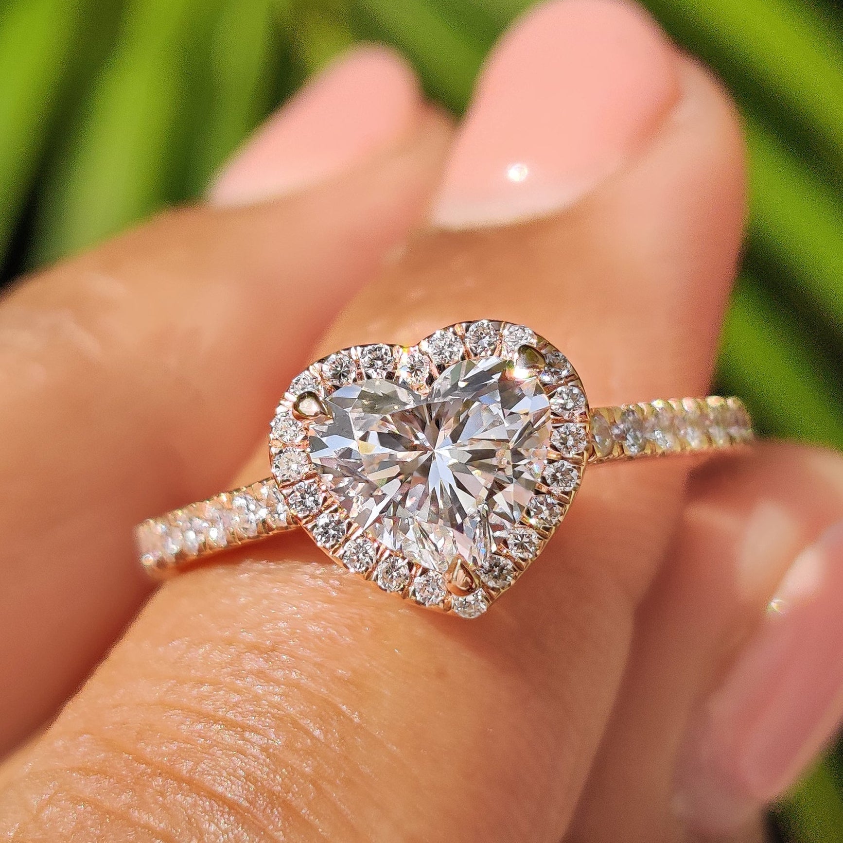Heart Cut Diamond Ring With Pave And Halo Style Main image