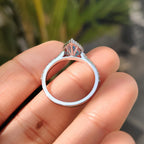 Cyan Blue Pear Diamond Ring In cathedral setting