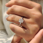 3 Stone Engagement Ring With Cushion And Tapered Baguette
