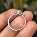 3 Stone Engagement Ring With Cushion And Tapered Baguette