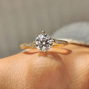 Round Diamond Bypass Ring Setting In Pave Style