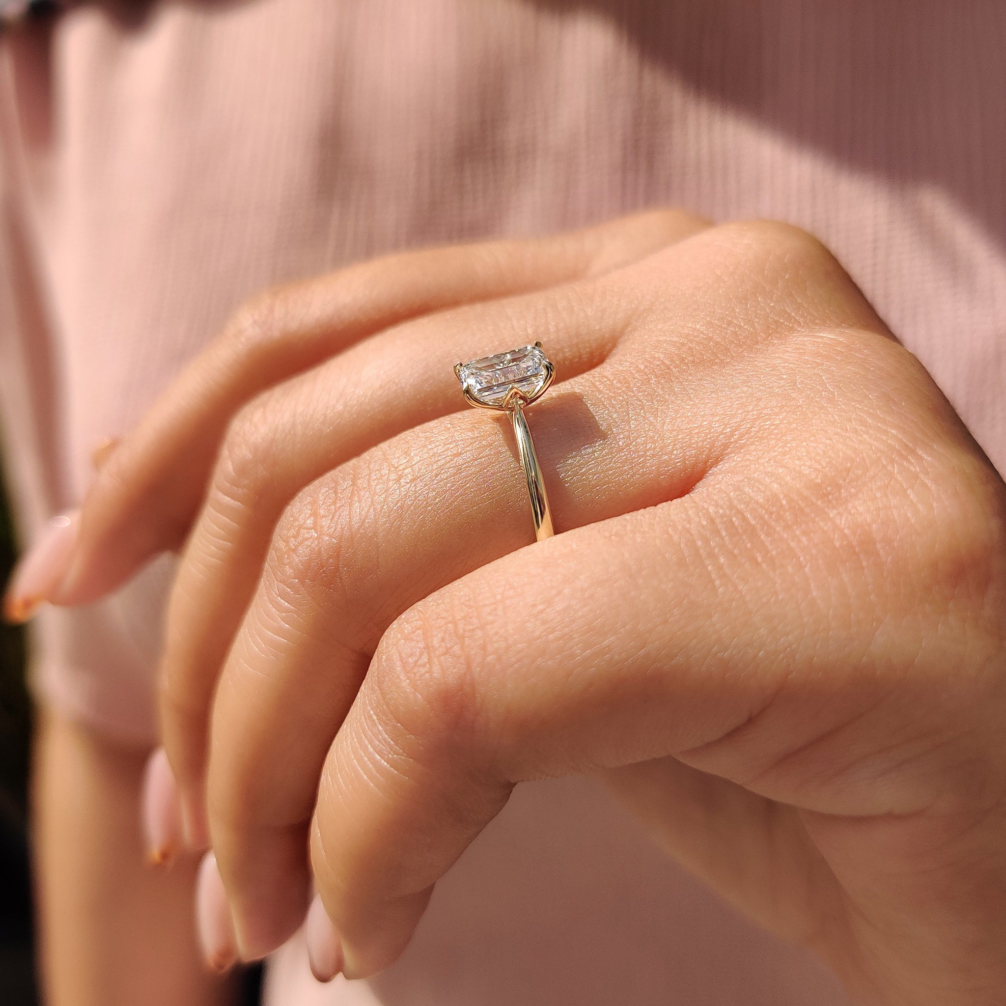 Emerald Diamond Ring In Solitaire Style Secondary image
