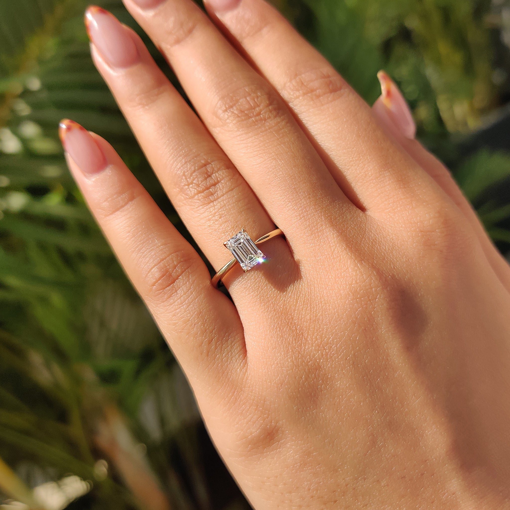 Emerald Diamond Ring In Solitaire Style