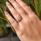 Round Diamond Ribbon Ring In Half Eternity Style