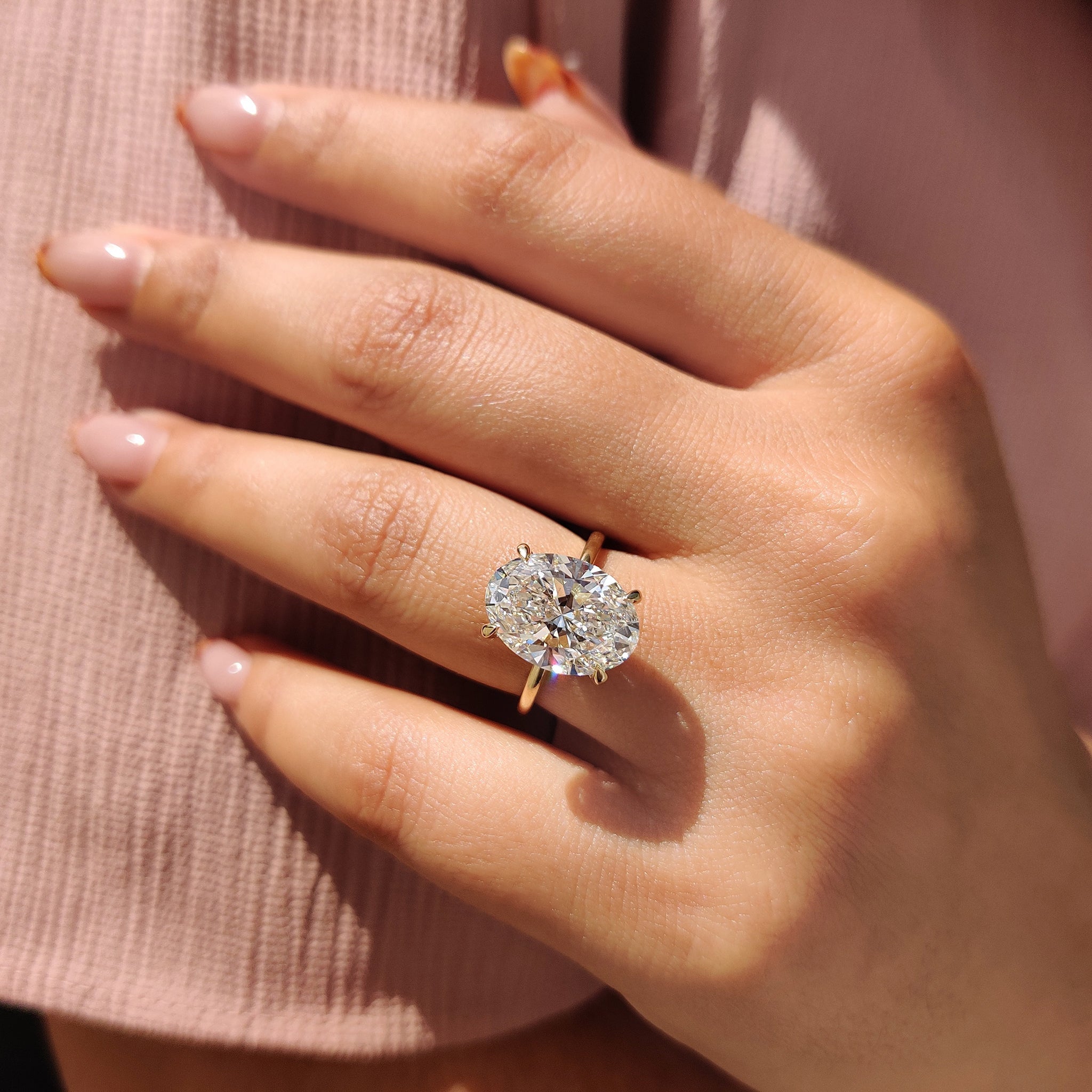 Yellow Gold 5 carat Oval Diamond Engagement Ring Secondary image