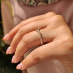 Pear And Round Cut Curved Wedding Band Yellow Gold