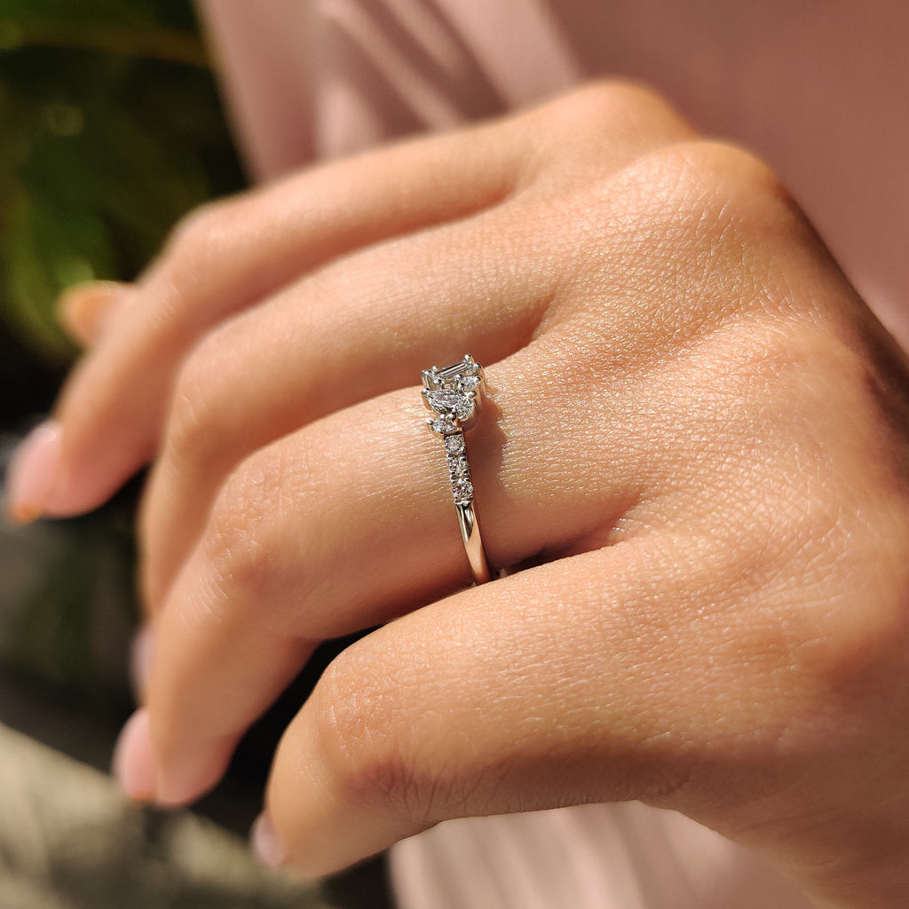 Cluster Wedding Band With Pear and Baguette Diamond