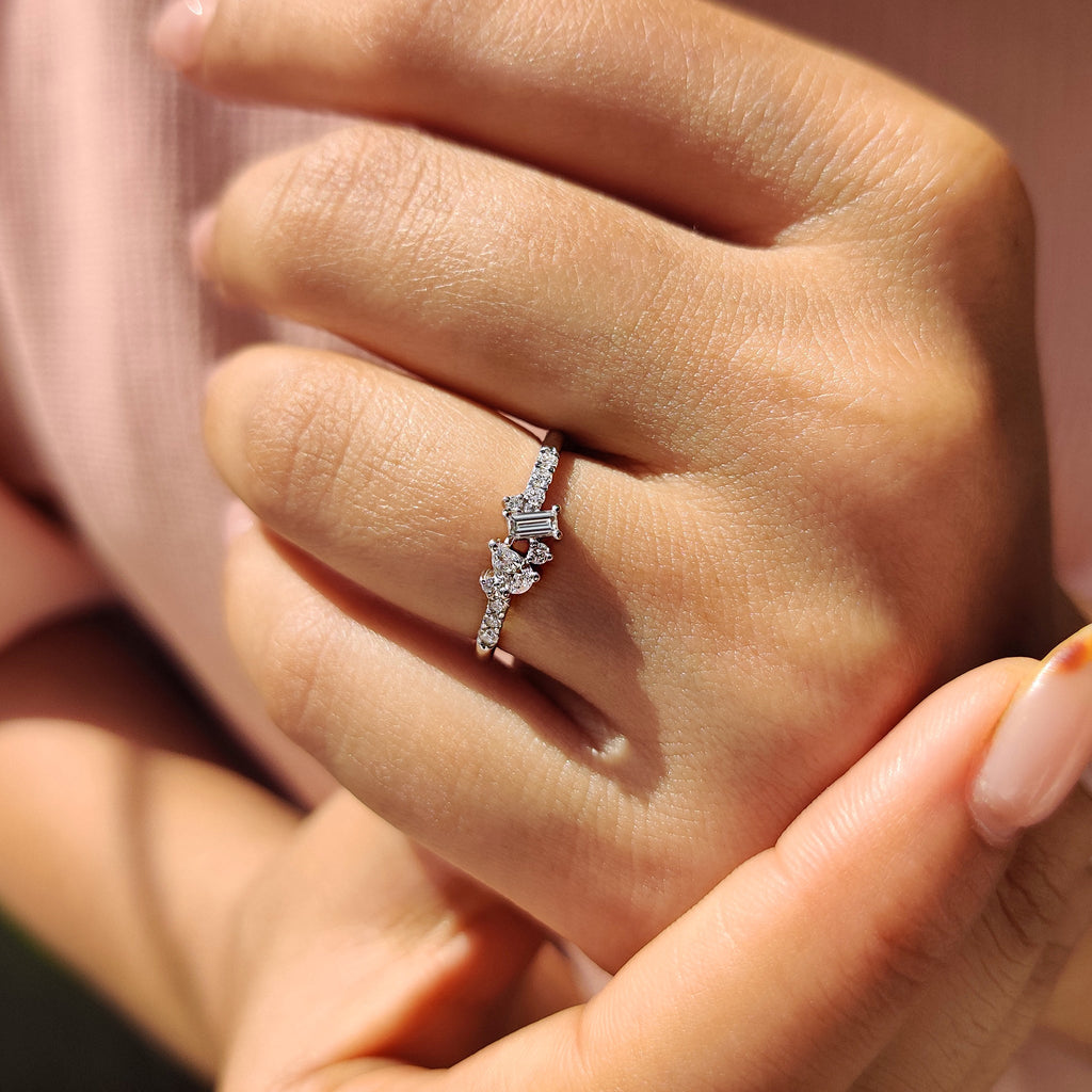 Cluster Wedding Band With Pear and Baguette Diamond