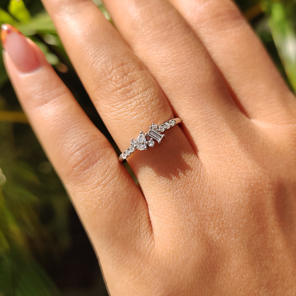 Cluster Wedding Band With Pear and Baguette Diamond