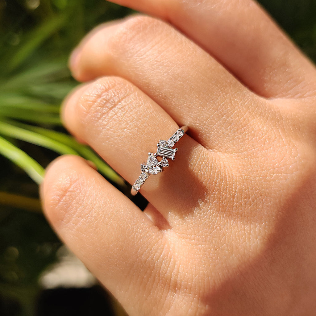 Cluster Wedding Band With Pear and Baguette Diamond