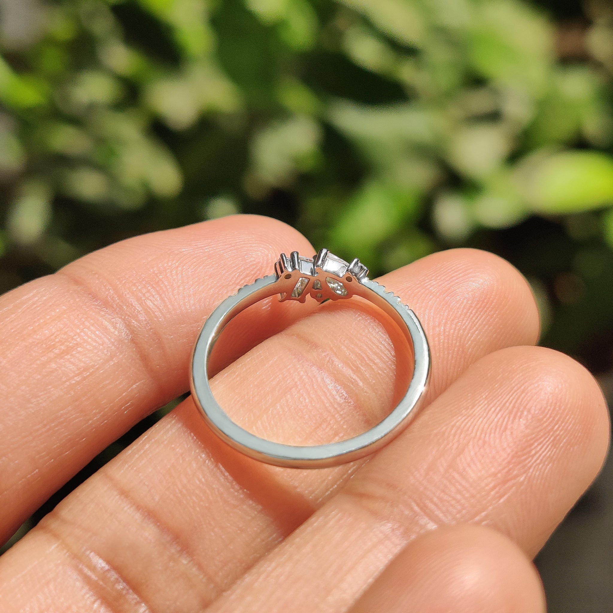 Cluster Wedding Band With Pear and Baguette Diamond