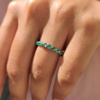 Light Green Round Gemstone Eternity Band In Shaped Prong Style