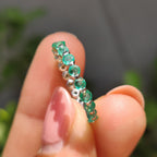Light Green Round Gemstone Eternity Band In Shaped Prong Style