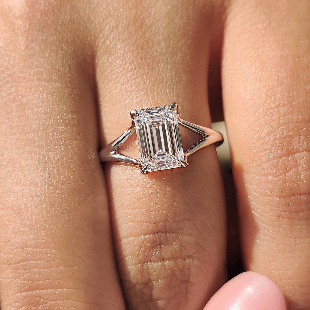 Emerald Cut Engagement Ring In Solitaire Style