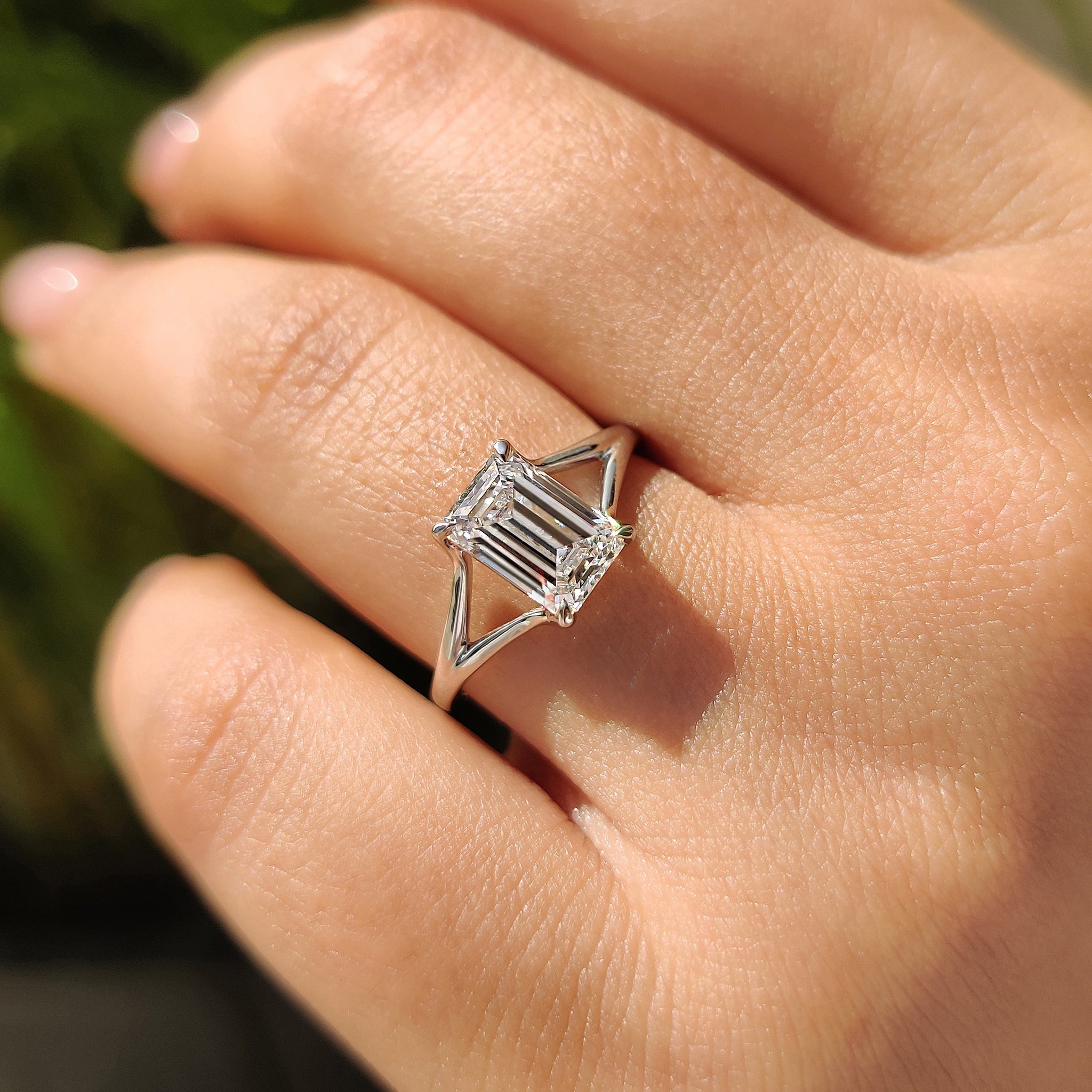 Open Gallery Emerald Cut Diamond Solitaire Ring Secondary image
