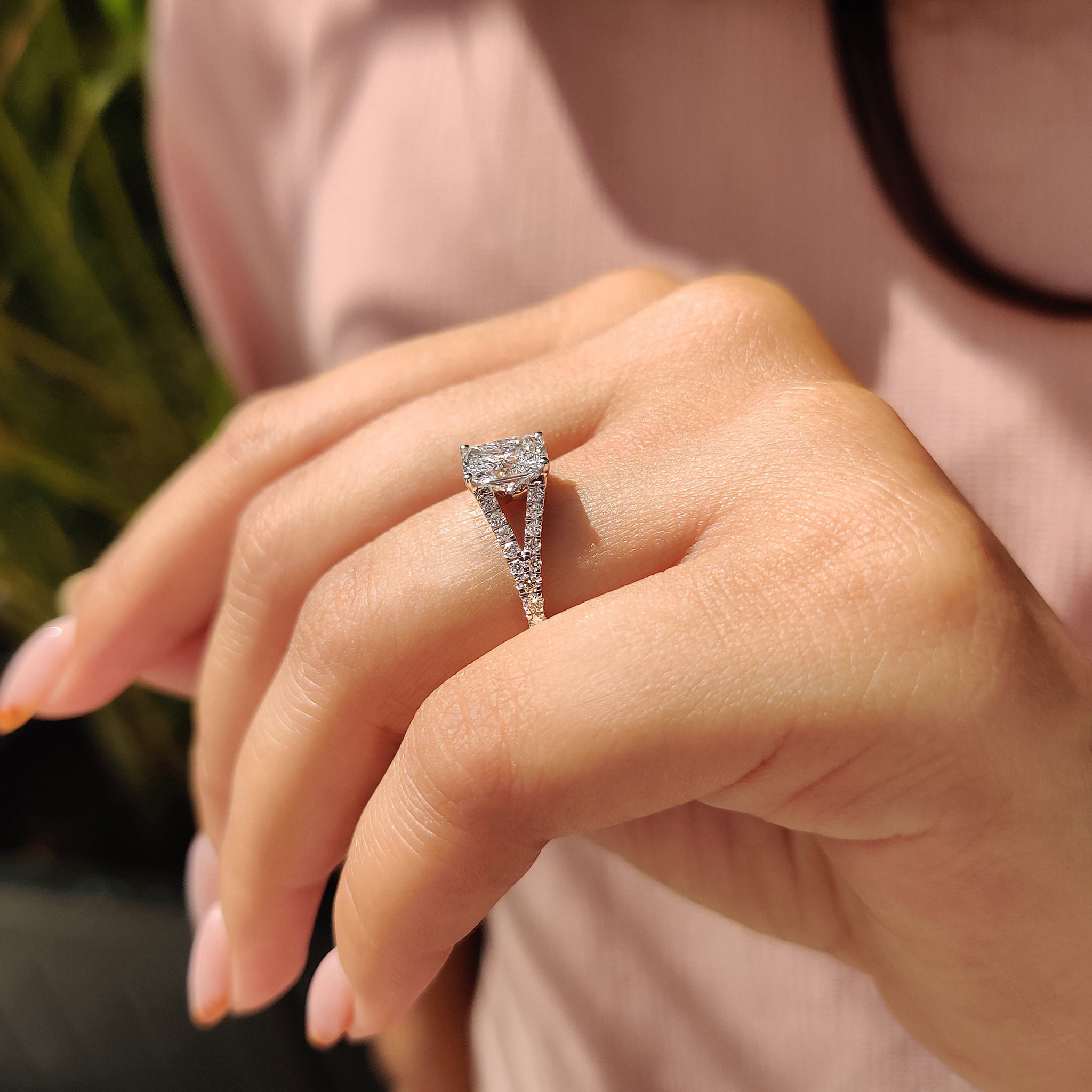 Radiant Cut Diamond Cathedral Setting Engagement Ring