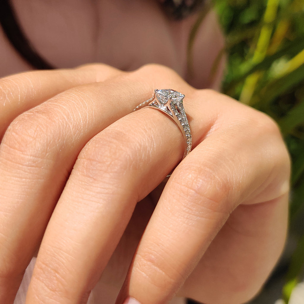 Radiant Cut Diamond Cathedral Setting Engagement Ring