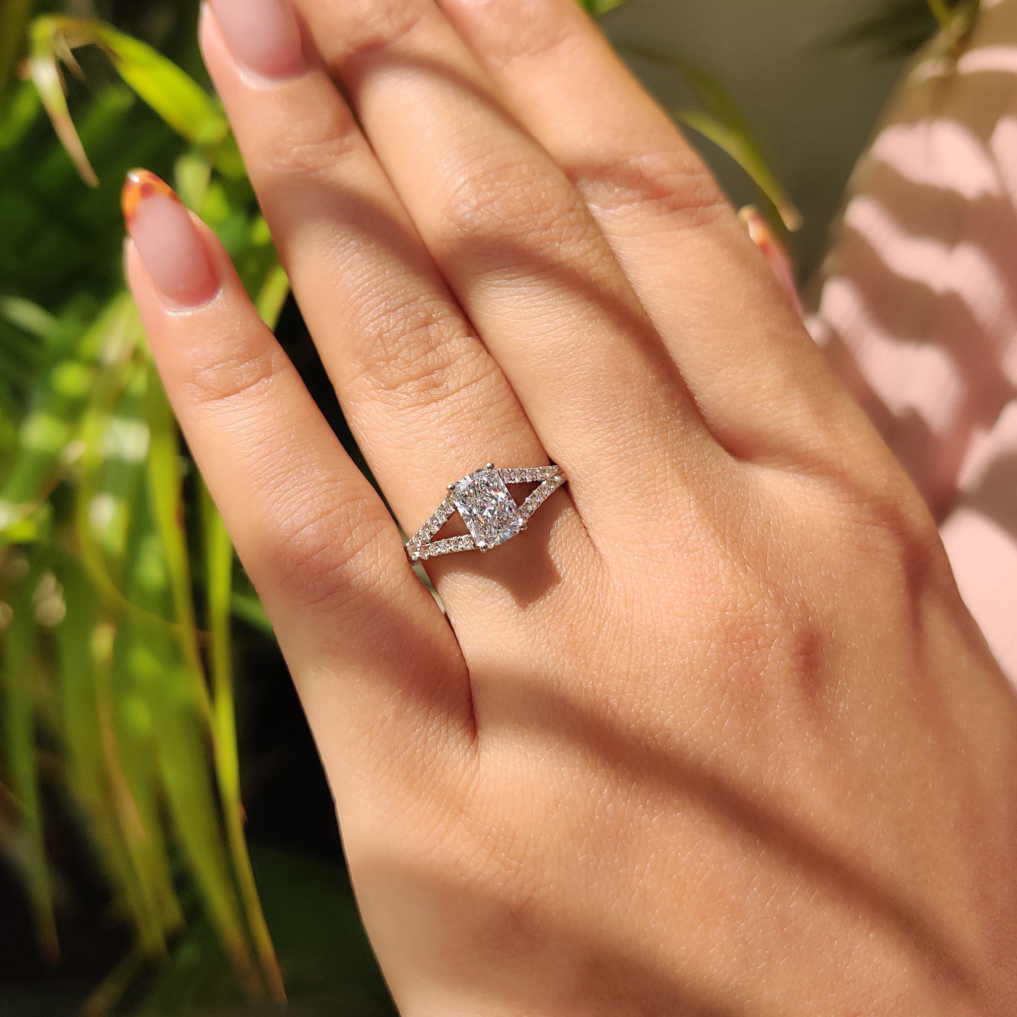 Radiant Cut Diamond Cathedral Setting Engagement Ring