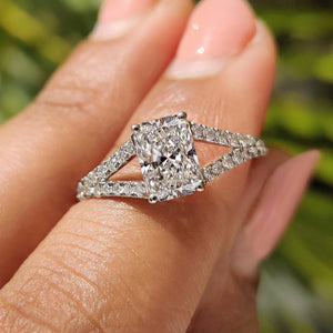 Radiant Cut Diamond Cathedral Setting Engagement Ring