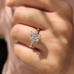 Gold Emerald Cut Engagement Ring with Classic Style