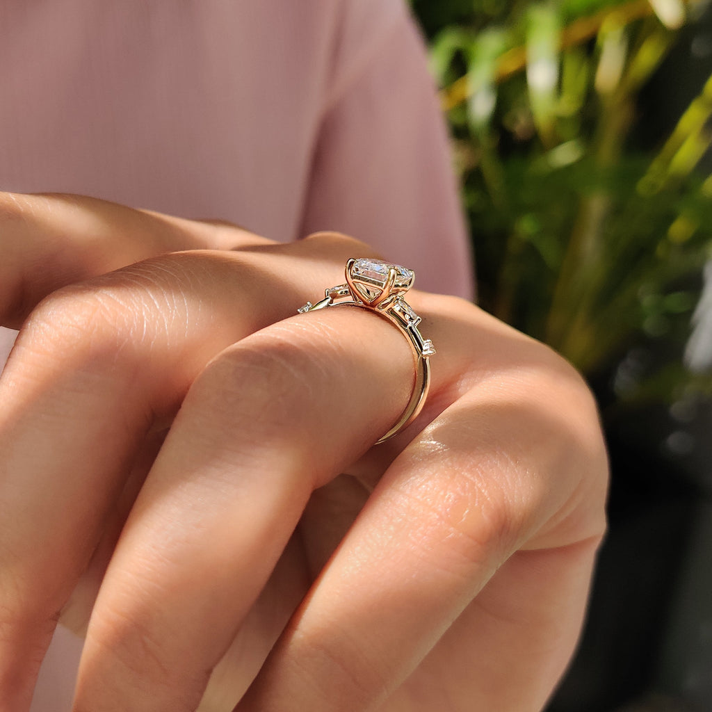 Gold Emerald Cut Engagement Ring with Classic Style