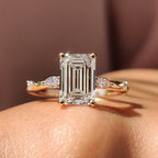 Gold Emerald Cut Engagement Ring with Classic Style