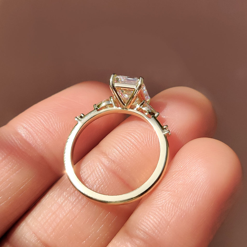 Gold Emerald Cut Engagement Ring with Classic Style