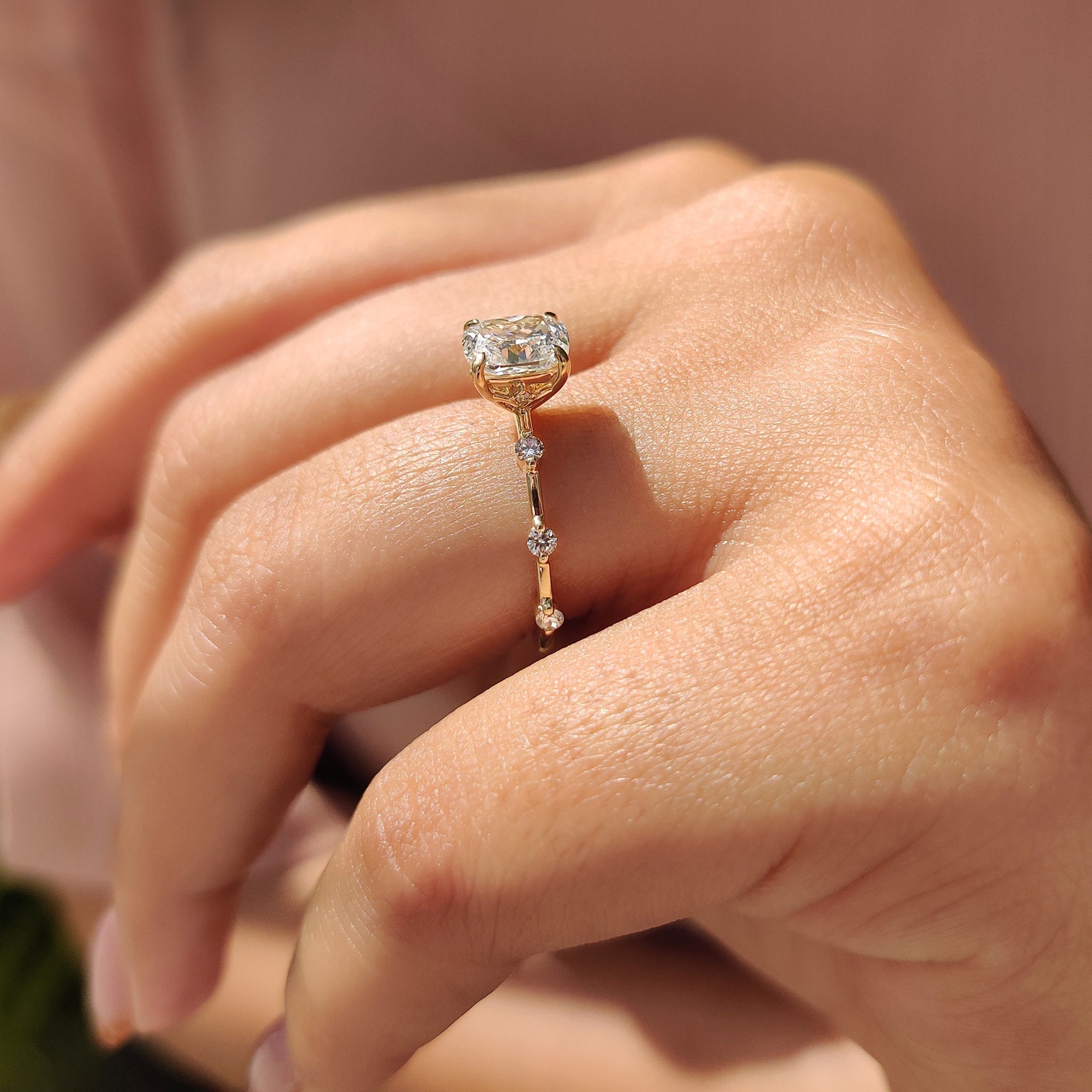 Cushion Cut Seven Stone Diamond Ring Secondary image