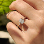 Cushion Cut Diamond Ring with Distance Pave