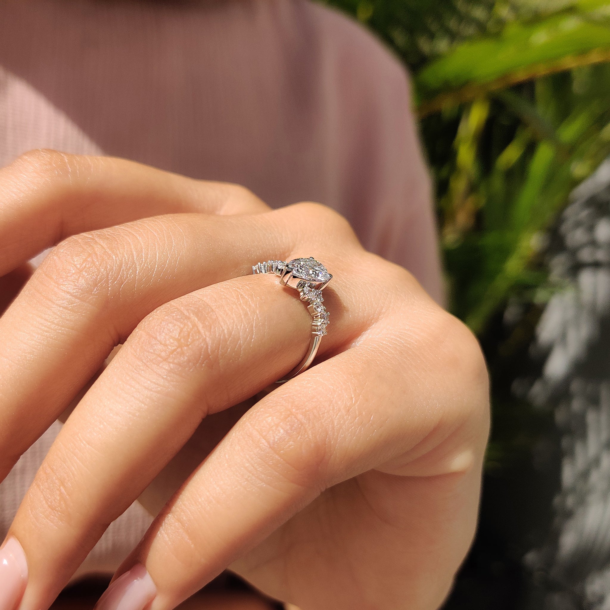 Pear Cut Cluster Diamond Engagement Ring